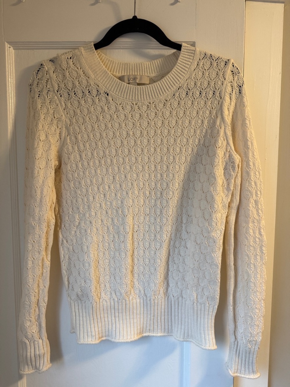 LOFT Cream Cable Crewneck Sweater